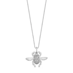 Enchanted Disney Fine Jewelry Sterling Silver with 1/10 CTTW Diamonds Jafar Beetle Pendant Necklace