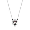Enchanted Disney Fine Jewelry Sterling Silver with 1/4 CTTW Black and White Diamonds and Garnet Cruella Necklace