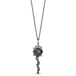 Enchanted Disney Fine Jewelry Black Rhodium Over Sterling Silver with 1/10 CTTW Black Diamonds Maleficent Pendant Necklace