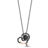 Enchanted Disney Fine Jewelry Sterling Silver and 10K Rose Gold with 1/6 CTTW Diamond Maleficent Heart Pendant Necklace