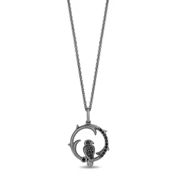 Enchanted Disney Fine Jewelry Black Rhodium Over Sterling Silver with 1/6 CTTW Diamonds Maleficent Pendant Necklace