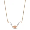 Enchanted Disney Fine Jewelry 14K Rose Gold Over Sterling Silver with 1/10 CTTW Diamonds Belle Rose Necklace