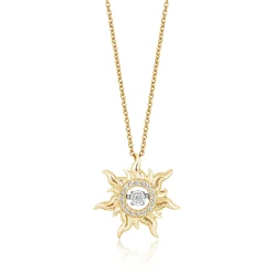 Enchanted Disney Fine Jewelry 14K Yellow Gold Over Sterling Silver with 1/20 CTTW Dancing Diamonds Rapunzel Pendant Necklace