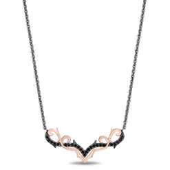 Enchanted Disney Fine Jewelry Black Rhodium and 14K Rose Gold Over Sterling Silver with 1/5 CTTW Black Diamonds Maleficent Necklace