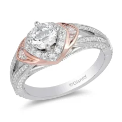 Enchanted Disney Fine Jewelry 14K White Gold And Rose Gold with 1 CTTW Aurora Engagement Ring