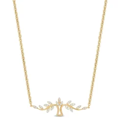 Enchanted Disney Fine Jewelry 14K Yellow Gold Over Sterling Silver with 1/10 CTTW Diamonds Pocahontas Pendant Necklace