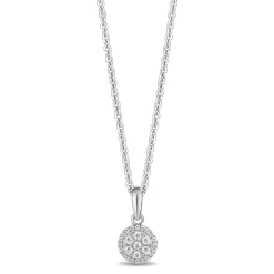 Enchanted Disney Fine Jewelry Sterling Silver with 1/5 CTTW Diamonds Cinderella Pendant Necklace