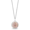 Enchanted Disney Fine Jewelry Sterling Silver and 10K Rose Gold with 1/8 CTTW Diamonds and White Topaz Belle Pendant Necklace