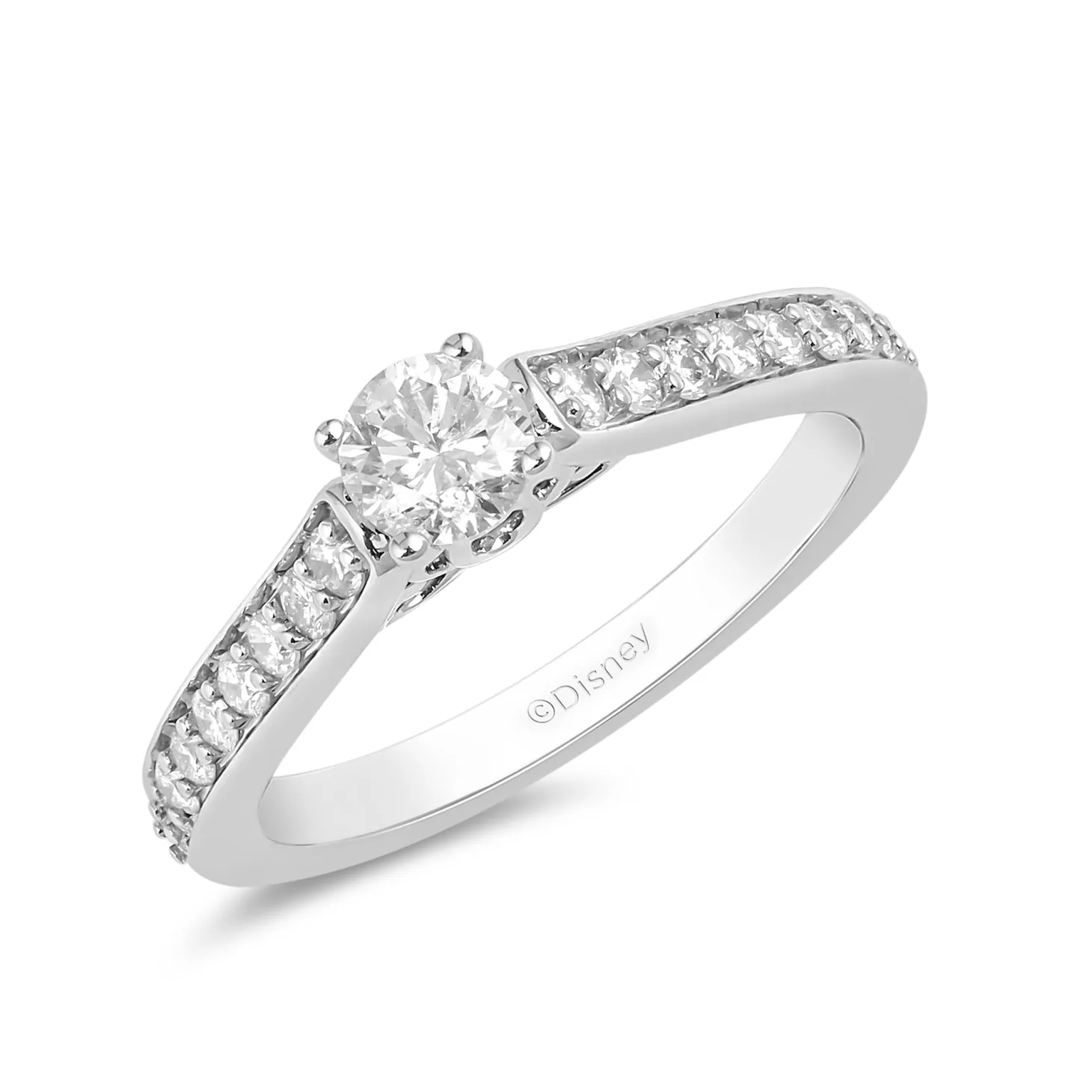 Enchanted Disney Fine Jewelry 10K White Gold with 1/2 CTTW Cinderella Engagement Ring