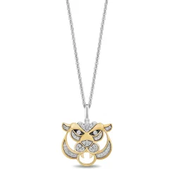 Enchanted Disney Fine Jewelry Black Rhodium and 14K Yellow Gold over Sterling Silver with 1/6 CTTW Diamonds Jasmine- Raja Necklace