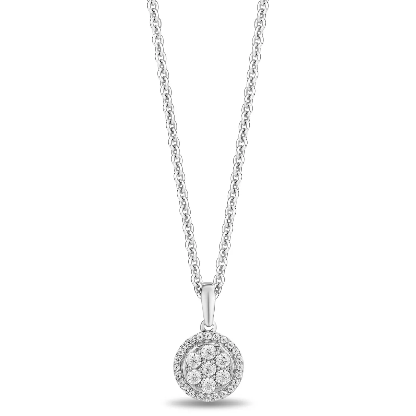 Enchanted Disney Fine Jewelry Sterling Silver and 10K Yellow Gold with 1/4 CTTW Diamonds Jasmine Pendant Necklace