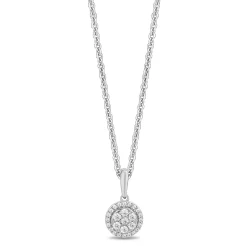 Enchanted Disney Fine Jewelry Sterling Silver and 10K Rose Gold with 1/6 CTTW Diamonds Belle Pendant Necklace