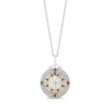 Enchanted Disney Fine Jewelry 14K Yellow Gold over Sterling Silver with 1/10 CTTW Diamonds and Smokey Quartz Pocahontas Medallion Pendant Necklace
