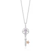 Enchanted Disney Fine Jewelry 14K Rose Gold over Sterling Silver with 1/20 CTTW Diamond and Rose-De-France Rapunzel Key Pendant Necklace