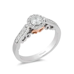Enchanted Disney Fine Jewelry 14k White Gold  and Rose Gold with 1/2 CTTW Ariel Shell Engagement Ring