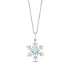 Enchanted Disney Fine Jewelry Sterling Silver with 1/12 CTTW Diamonds and Sky Blue Topaz Elsa Snowflake Pendant Necklace
