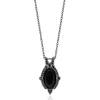 Enchanted Disney Fine Jewelry Black Rhodium Over Sterling Silver with 1/4 CTTW Diamond And Black Onyx Maleficent Villain Pendant Necklace