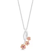 Enchanted Disney Fine Jewelry Sterling Silver and 10K Rose Gold with 1/20 CTTW Diamond and Rhodolite Garnet Mulan Pendant Necklace