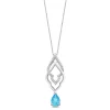Enchanted Disney Fine Jewelry Sterling Silver with 1/10 CTTW Diamond and Swiss Blue Topaz Jasmine Pendant Necklace