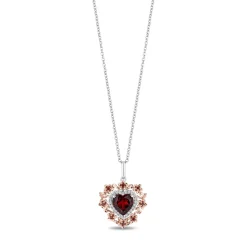 Enchanted Disney Fine Jewelry 14K Rose Gold over Sterling Silver with 1/10 CTTW Diamond and Red Garnet Snow White 85th Anniversary Collector’s Edition Pendant Necklace