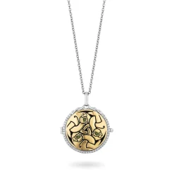 Enchanted Disney Fine Jewelry 14K Yellow Gold over Sterling Silver With 1/6 CTTW Diamond and Green Tourmaline Merida Pendant Necklace