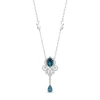 Enchanted Disney Fine Jewelry Sterling Silver with 1/10 CTTW Diamond and London Blue Topaz Cinderella Necklace