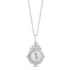 Enchanted Disney Fine Jewelry Sterling Silver with 1/8 CTTW Diamonds and Mother-of-Pearl Face Cinderella Clock Pendant Necklace