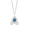 Enchanted Disney Fine Jewelry Sterling Silver with 1/10 CTTW Diamond and London Blue Topaz Cinderella Carriage Pendant Necklace