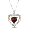 Enchanted Disney Fine Jewelry Sterling Silver and 10K Rose Gold with 1/10 CTTW Diamond and Garnet Evil Queen Pendant Necklace
