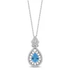 Enchanted Disney Fine Jewelry Sterling Silver with 1/5 CTTW Diamond and Swiss Blue Topaz Jasmine Pendant Necklace