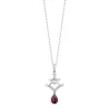 Enchanted Disney Fine Jewelry Sterling Silver with 1/10 CTTW Diamond and Rhodolite Garnet Mulan Pagoda Pendant Necklace