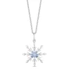 Enchanted Disney Fine Jewelry Sterling Silver with 1/10 CTTW Diamond and Aquamarine Elsa Snowflake Pendant Necklace