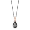 Enchanted Disney Fine Jewelry Black Rhodium over Sterling Silver and 10K Rose Gold with 1/10 CTTW Diamond and Rutile Quartz Maleficent Pendant Necklace