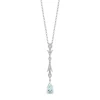 Enchanted Disney Fine Jewelry Sterling Silver with 1/10 CTTW Diamond and Aquamarine Elsa Pendant Necklace