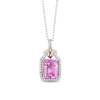 Enchanted Disney Fine Jewelry Sterling Silver and 10K Rose Gold with 1/6 CTTW Diamond and Created Pink Sapphire Aurora Pendant Necklace