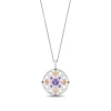 Enchanted Disney Fine Jewelry Sterling Silver and 10k Rose Gold with 1/10 CTTW Diamond and Amethyst Ariel Medallion Shell Pendant Necklace