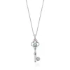 Enchanted Disney Fine Jewelry Sterling Silver with Diamond Accent and Aquamarine Elsa Snowflake Key Pendant Necklace