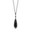 Enchanted Disney Fine Jewelry Black Rhodium over Sterling Silver with 1/5 CTTW Diamond and Black Spinel Maleficent Pendant Necklace