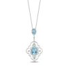 Enchanted Disney Fine Jewelry Sterling Silver with 1/6 CTTW Diamond and Swiss Blue Topaz Jasmine Arabesque Pendant Necklace