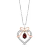 Enchanted Disney Fine Jewelry Sterling Silver And 10K Rose Gold with 1/6 CTTW Diamond and Red Garnet Snow White Pendant Necklace