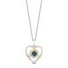 Enchanted Disney Fine Jewelry Sterling Silver and 10K Yellow Gold with Diamond Accent and Heart London Blue Topaz Merida Heart Pendant Necklace