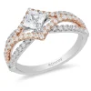 Enchanted Disney Fine Jewelry 14K White Gold and Rose Gold with 1 CTTW Aurora Engagement Ring