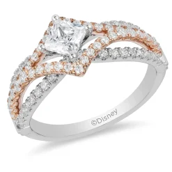 Enchanted Disney Fine Jewelry 14K White Gold and Rose Gold with 1 CTTW Aurora Engagement Ring