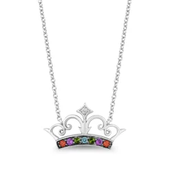 Enchanted Disney Fine Jewelry Sterling Silver with Accent Diamonds and Gemstones Majestic Princess Pendant Necklace