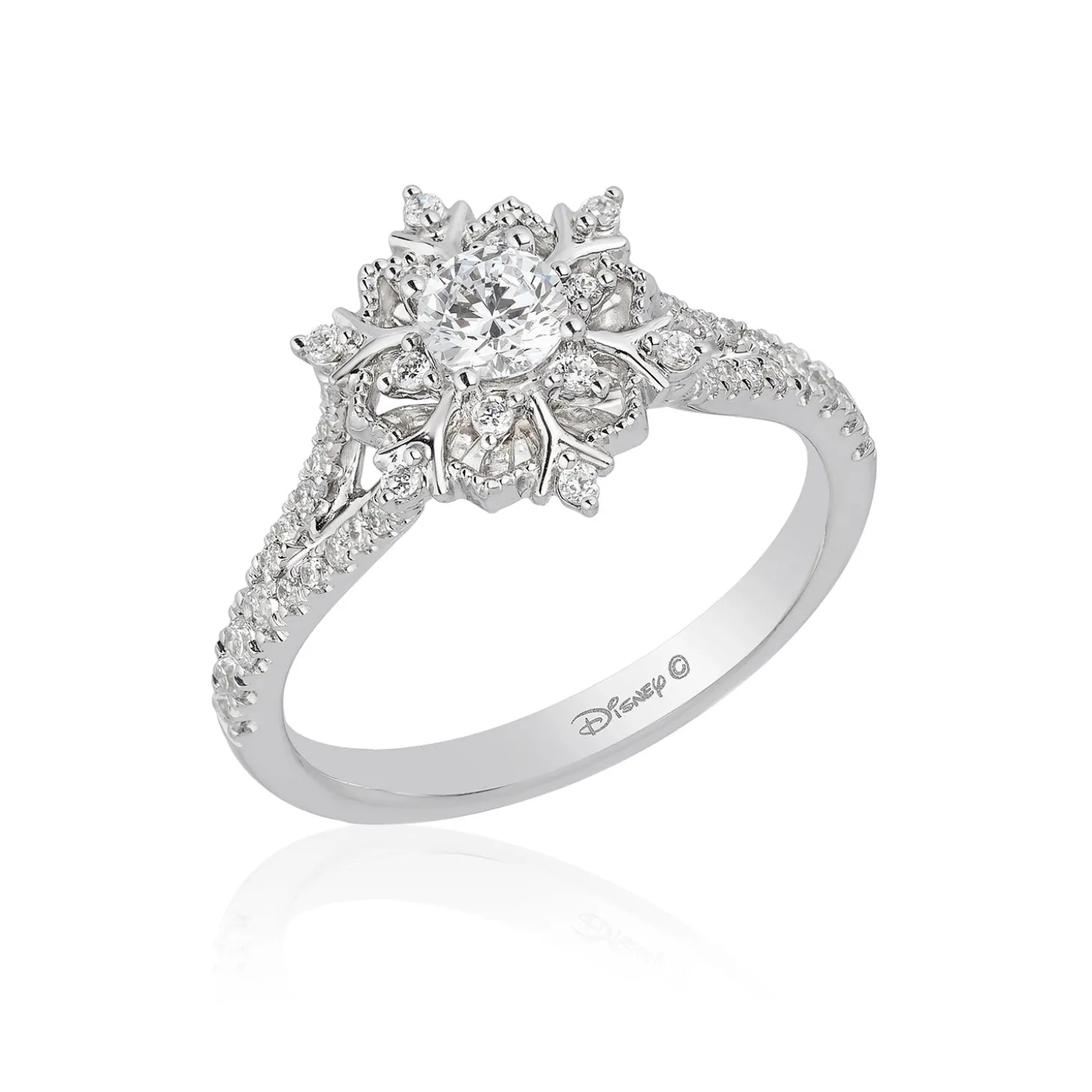 Enchanted Disney Fine Jewelry 14K White Gold with 5/8 CTTW Diamond Elsa Engagement Ring