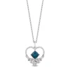 Enchanted Disney Fine Jewelry Sterling Silver With 1/8 CTTW Diamond and Checkerboard Cushion London Blue Topaz Cinderella Heart Pendant Necklace