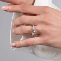 Enchanted Disney Fine Jewelry 14K White Gold and Rose Gold with 1 CTTW Belle Rose Engagement Ring