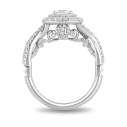 Enchanted Disney Fine Jewelry 14K White Gold with 1 1/4 CTTW Cinderella Carriage Engagement Ring
