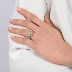 Enchanted Disney Fine Jewelry 10K White Gold with 1/4 CTTW Diamond Elsa Promise Ring