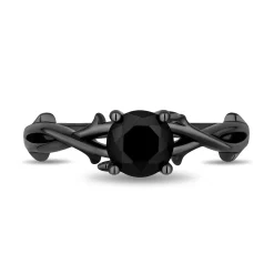 Enchanted Disney Fine Jewelry Black Rhodium over 14K White Gold with 1 CTTW Black Diamonds Maleficent Engagement Ring